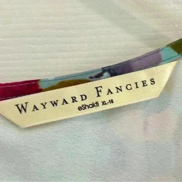 eShakti Wayward Fancies Floral Dress 16/XL V Neck Pockets Scarf Hem Cottagecore - Picture 16 of 17